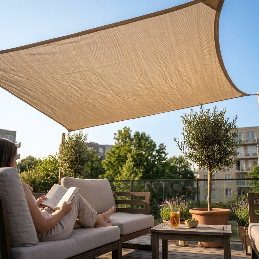 Schaduwdoek hdpe beige 4x4m